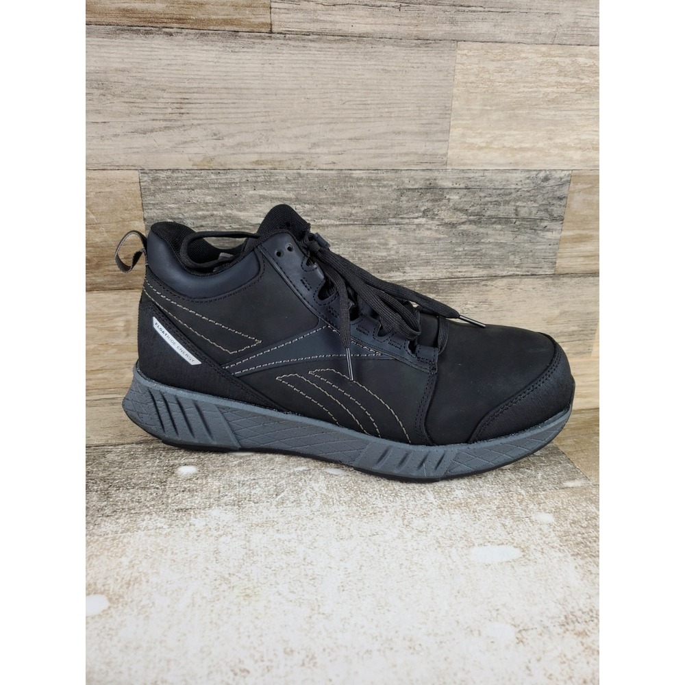 Reebok Fusion Formidable Mens Work Shoes Sz 9 W Black Gray Mid Cut Composite Toe